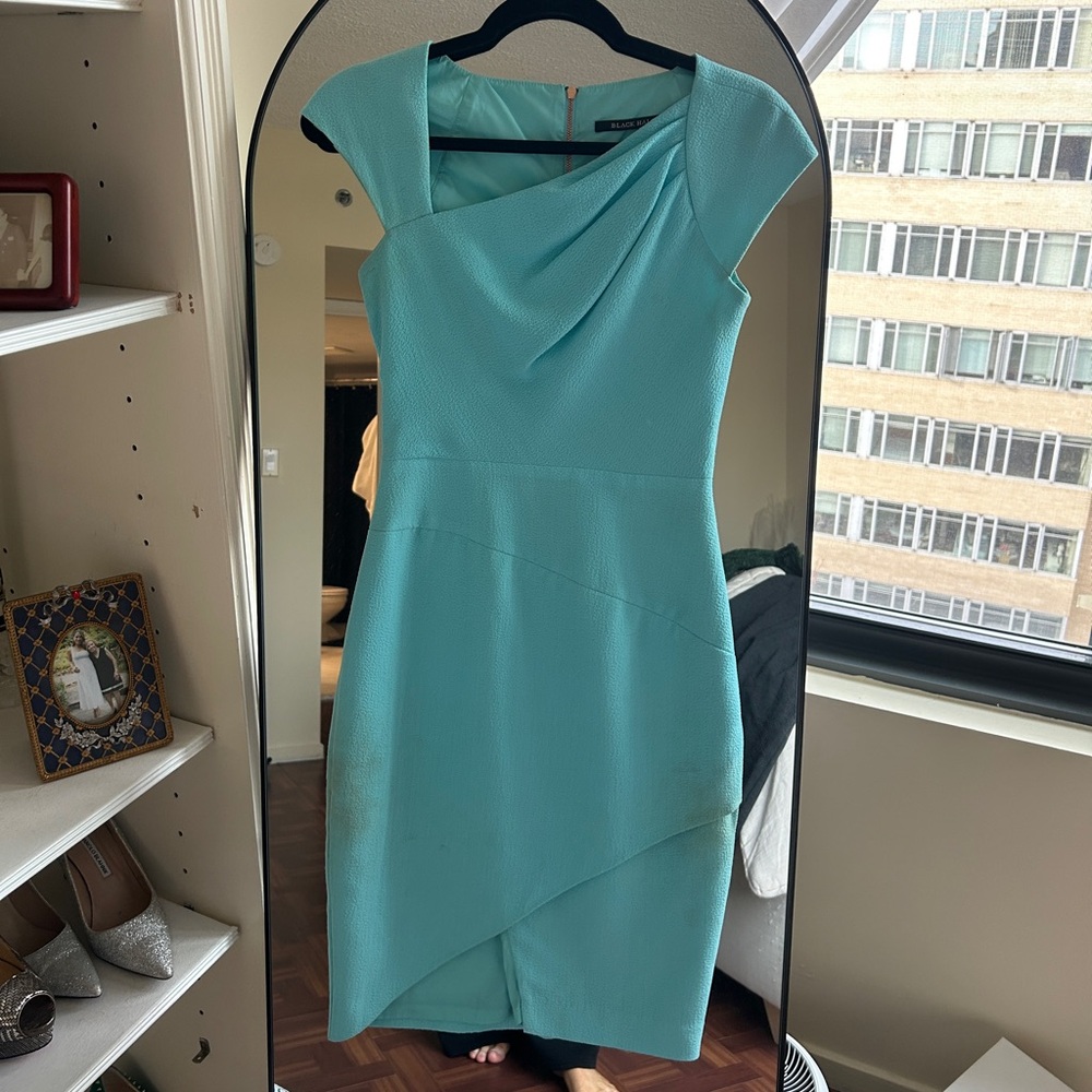 Elegant Blue Cap Sleeve black halo Dress